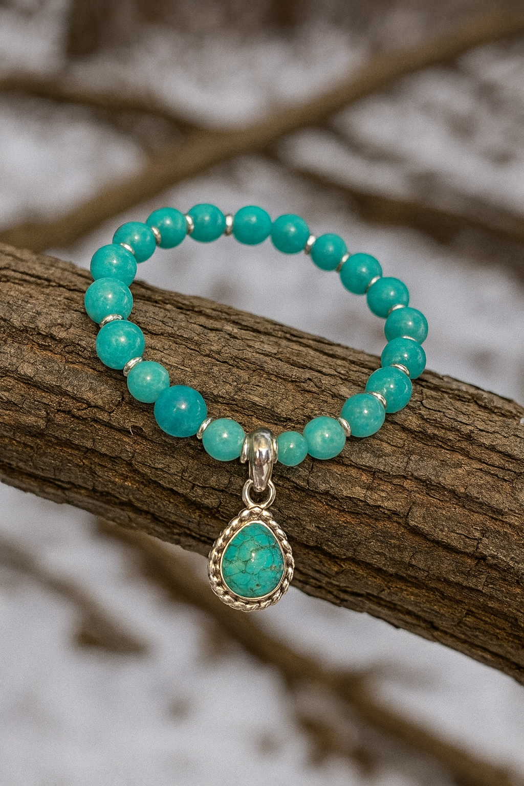 Caribbean Chalcedony & Turquoise Charm Bracelet